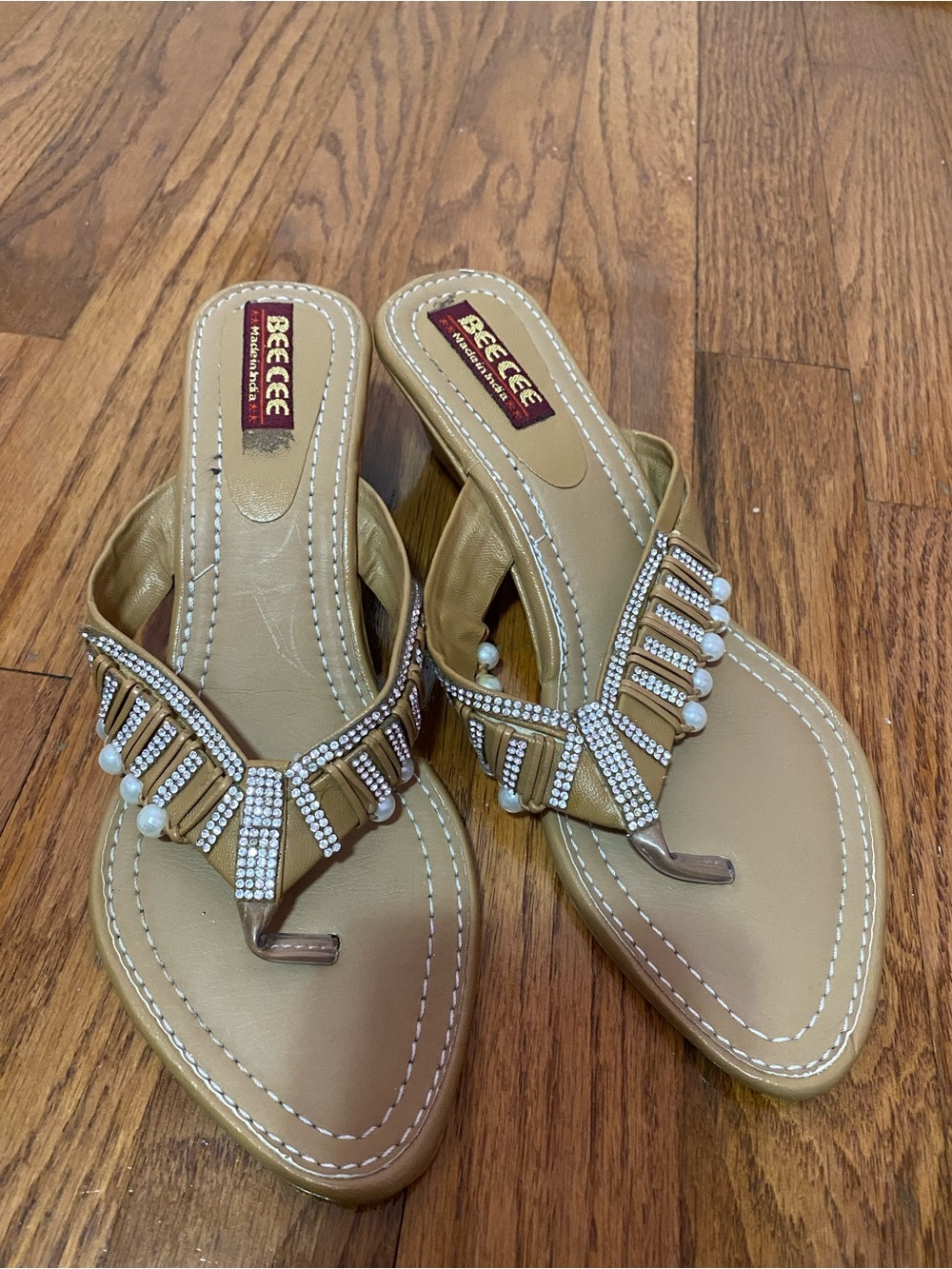 Gold Pearly Sandals for Women Size US 6